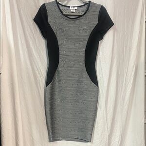 Gray and Black Body-con Midi Dress
